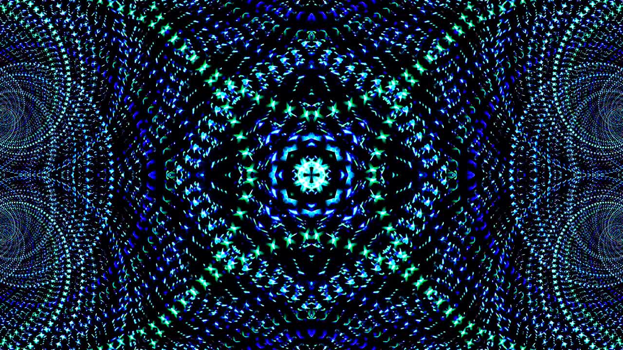 Luz abstrata brilhante com predominância da cor azul, caleidoscópio