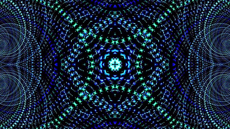 Bright abstract light governing blue color, kaleidoscope
