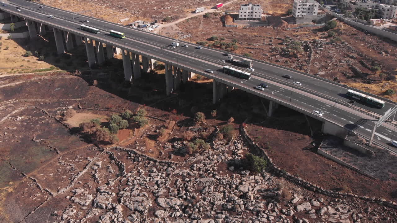 Jerusalem Traffic Bridge Aerial view