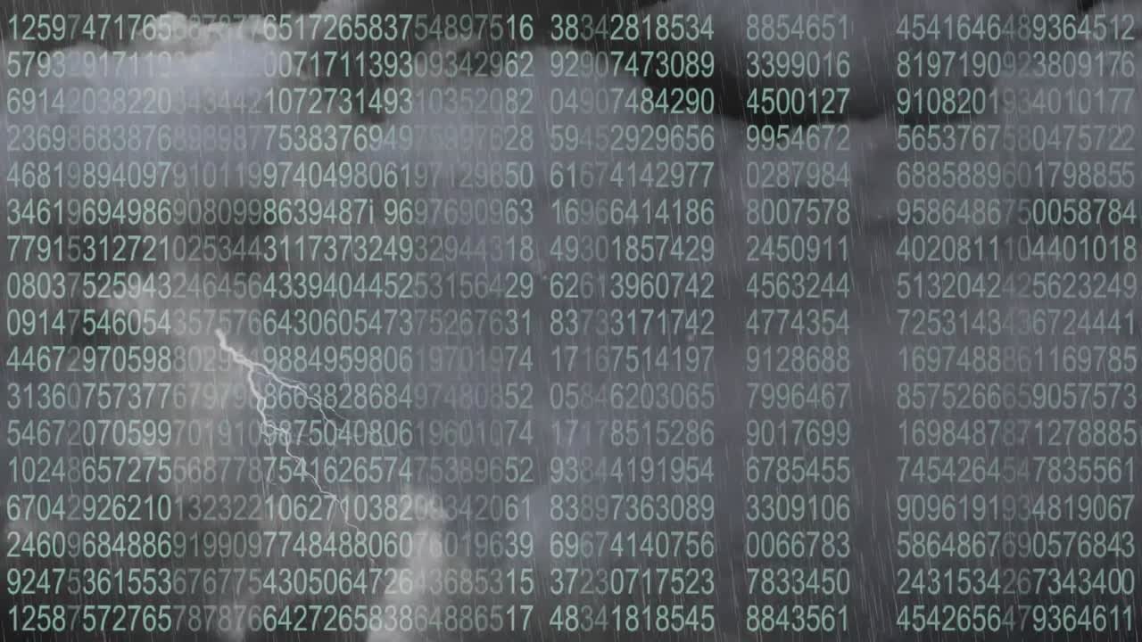 composición digital del procesamiento de datos de codificación binaria contra la lluvia en el cielo nocturno