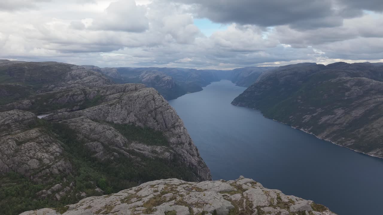 Scenic Aerial View Of Lysefjorden Fjord In Rogaland County In Southwestern Norway.