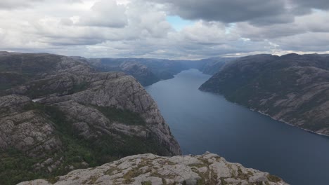 scenic aerial view of lysefjorden fjord in rogaland county in southwestern norway.