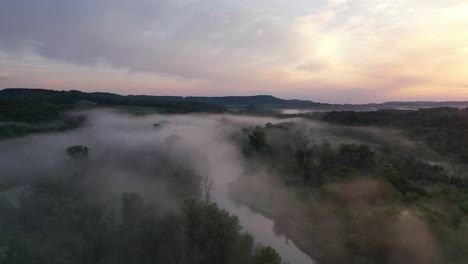 misty river valley sunrise