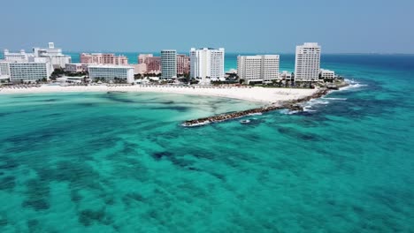 cancun luxury hotels and resorts along white beach, mexico