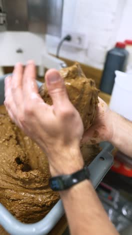 preparing a chocolate dessert