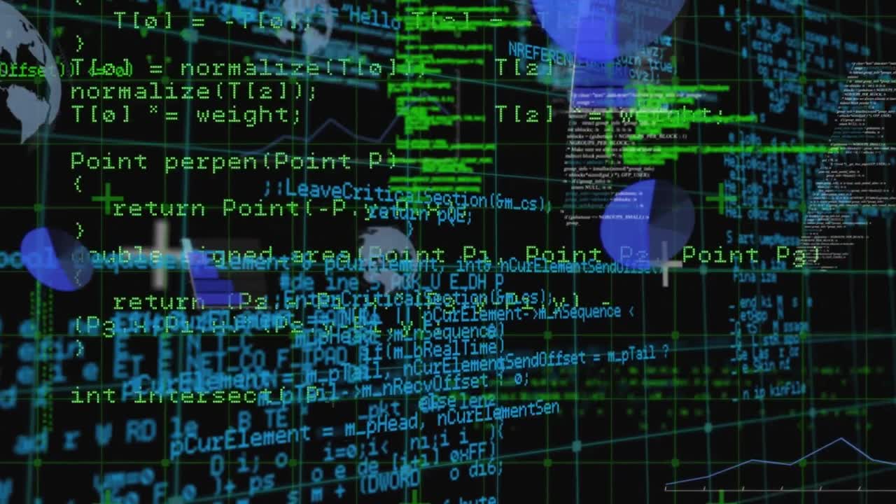 animación del procesamiento de datos sobre globos