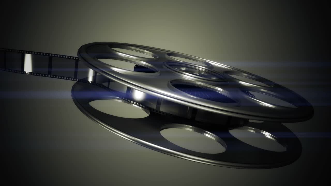 필름 릴에서 굴러 나오는 필름