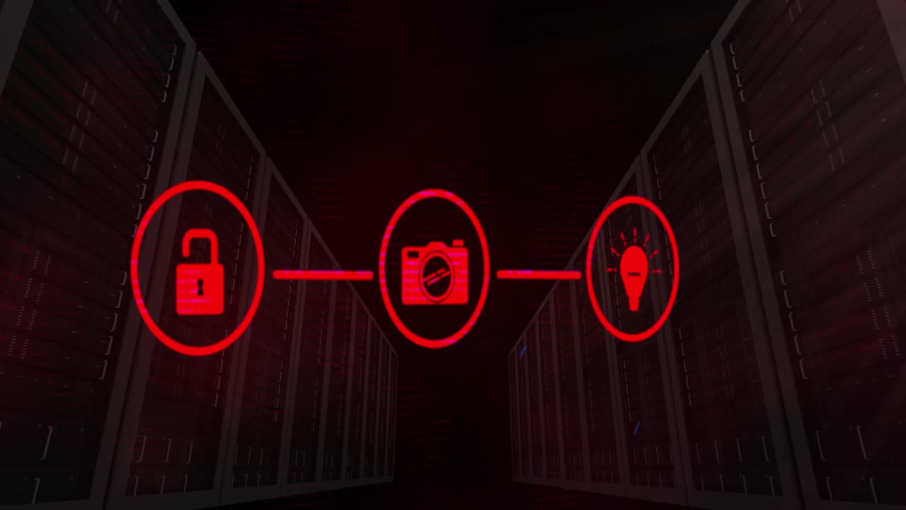 red de iconos digitales contra varios servidores