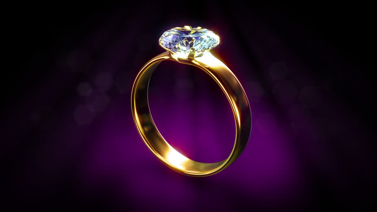 다이아몬드와 함께 반이는 결혼 반지는 어두운 장미에 회전합니다.