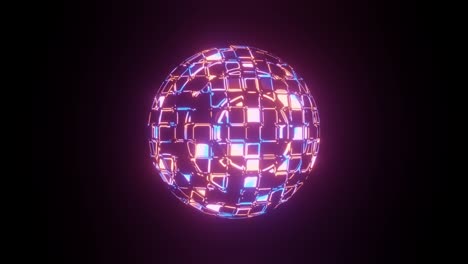 esfera 3d de ciencia ficción con textura cuadrada. conexión de red de concepto. globo retro multicolor. tecnología abstracta fondo mágico. renderización 3d.