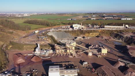 aerial-view-of-a-sand-quarry-in-Normandy,-france