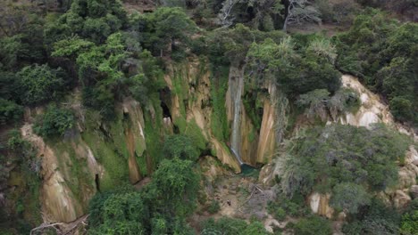 a far away drone footage of some of the most wonderful waterfall in mexico