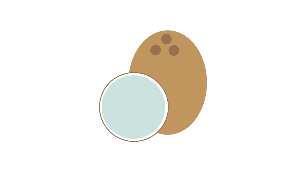 Animated Illustration of a Whole Coconut and a Half Coconut