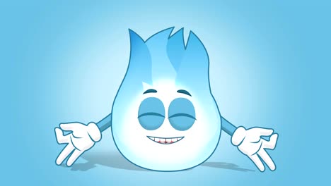 dibujos animados llama de gas meditación zen con animación facial alfa mate