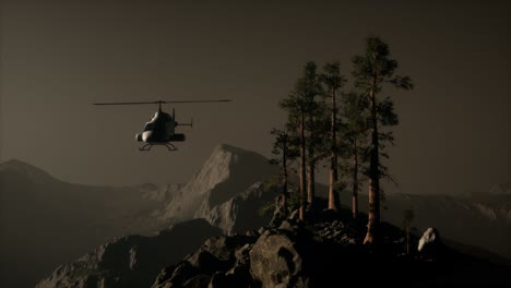 extreme-slow-motion-flying-helicopter-near-mountain-forest