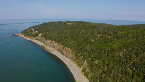 gorgeous high aerial view of the north atlantic coastline on grand manan island, new brunswick, canada