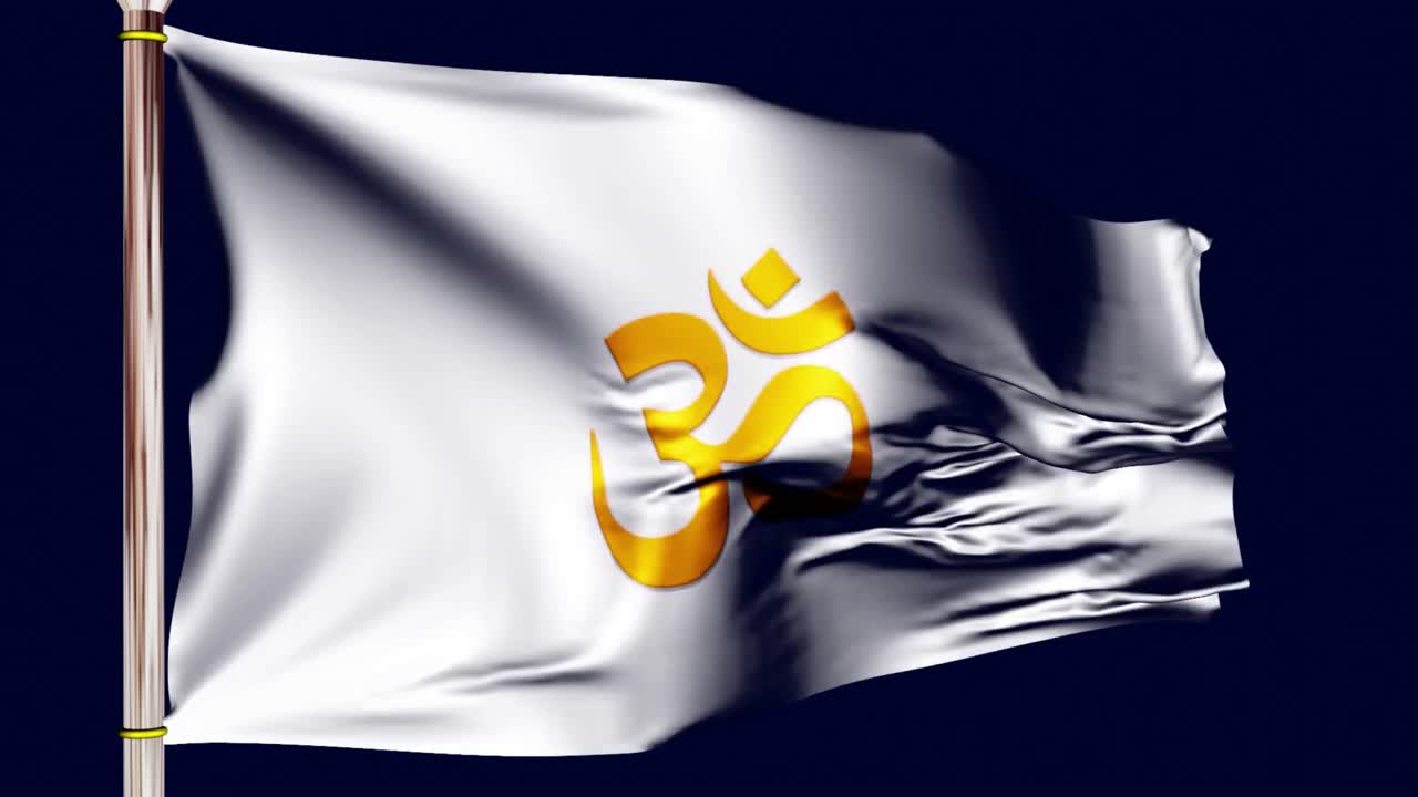 bandera del logotipo de omm - en el viento