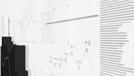 animación del procesamiento de datos financieros sobre un fondo blanco