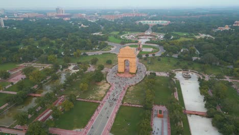 aerial view of india gate , drone aerial view india gate