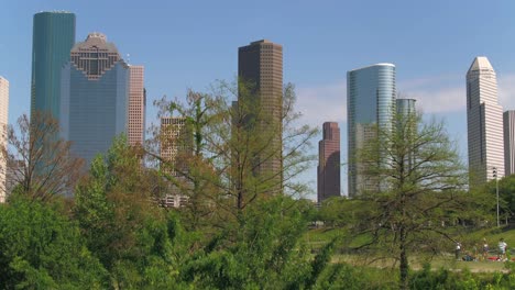 Establecimiento-De-Una-Toma-De-Grúa-Del-Centro-De-Houston