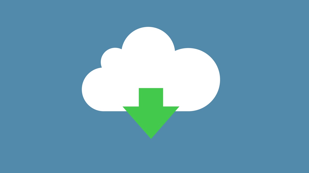 Animated Cloud Icon with Downward Arrow Download Symbol