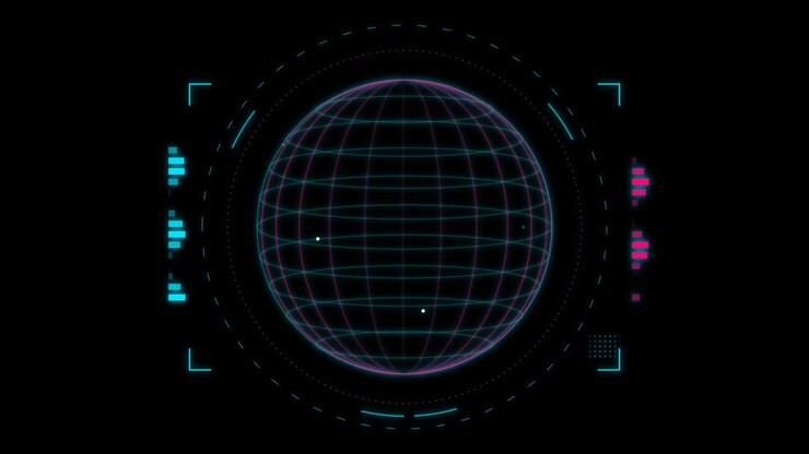 Digital Globe Hologram with Futuristic HUD Interface
