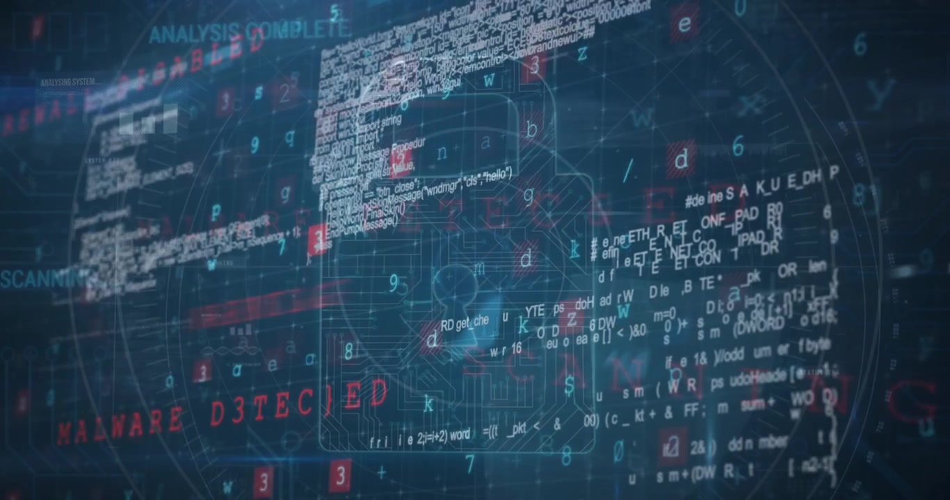Interfaccia di cybersicurezza digitale con avviso di rilevamento malware