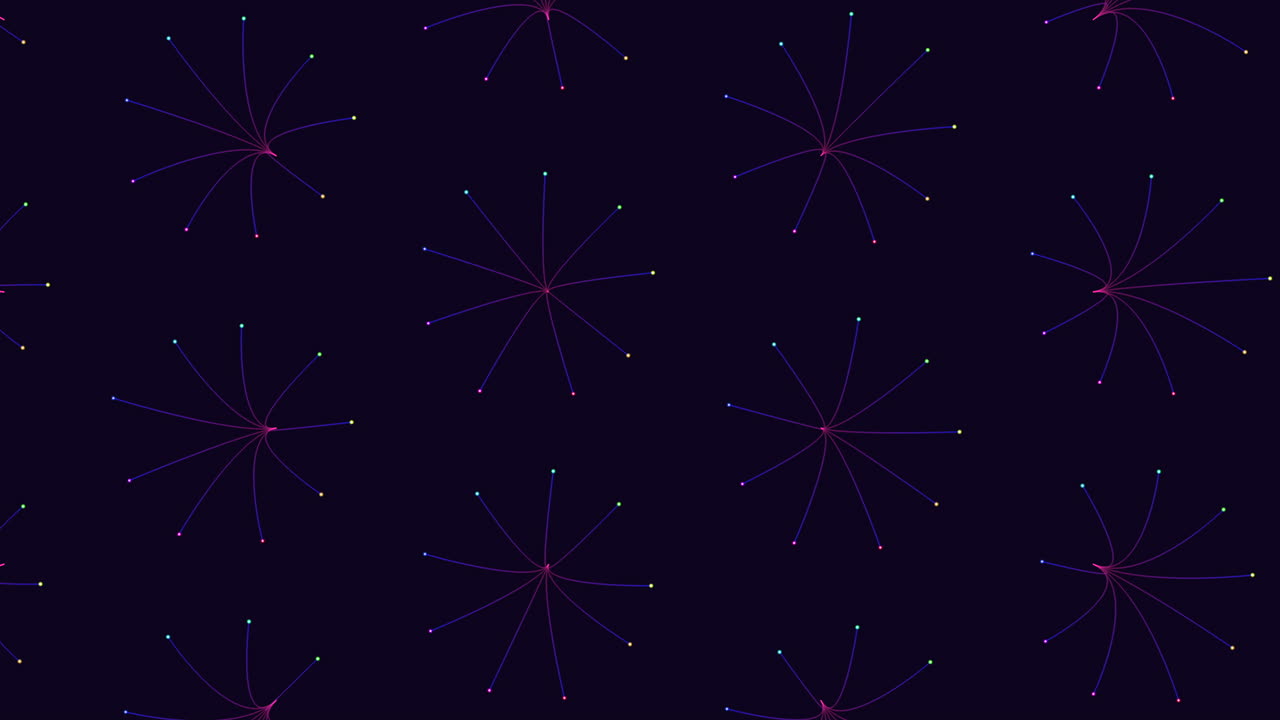 Floating purple and blue dots seamless pattern on black background