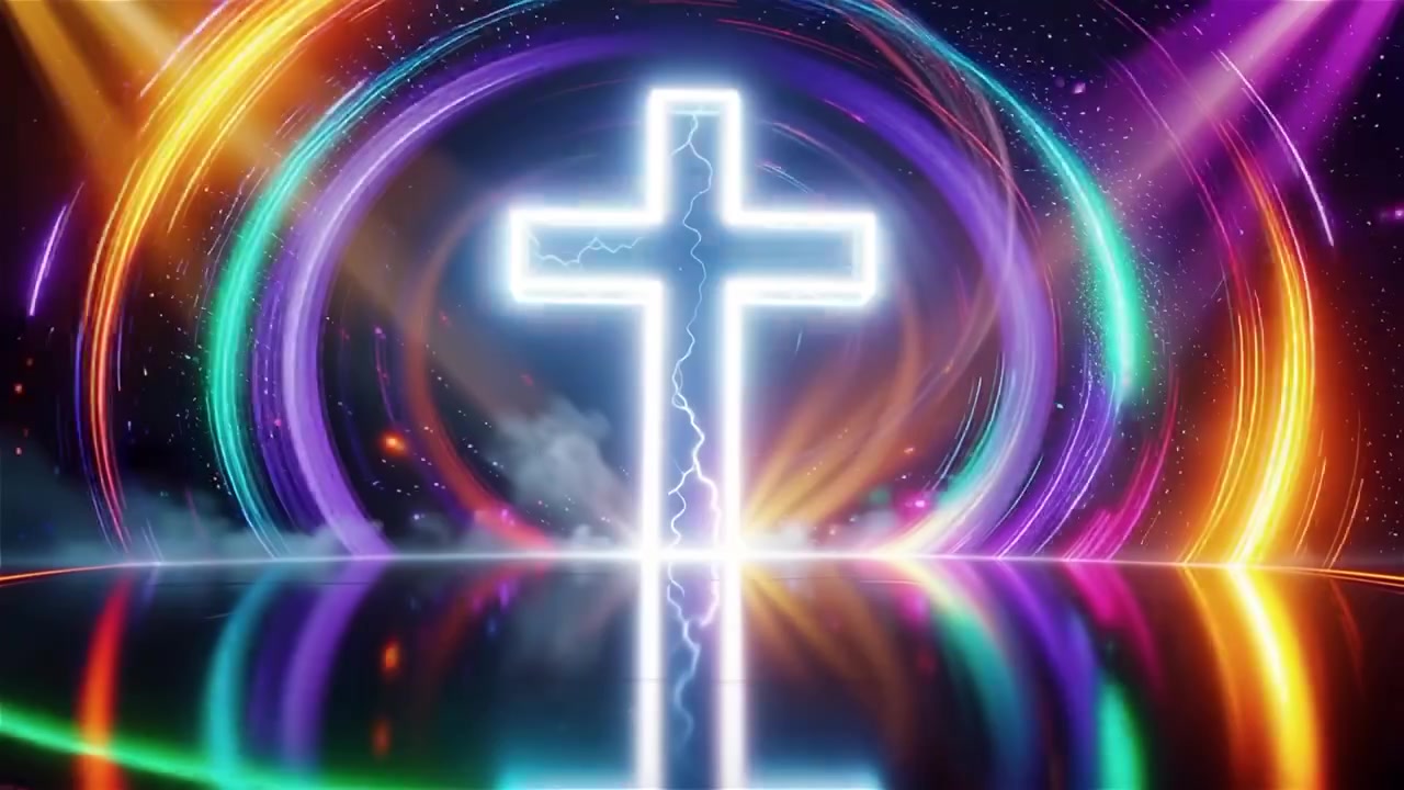 Cruz Cristiana con Luz Celestial, Fondo para Adoración.