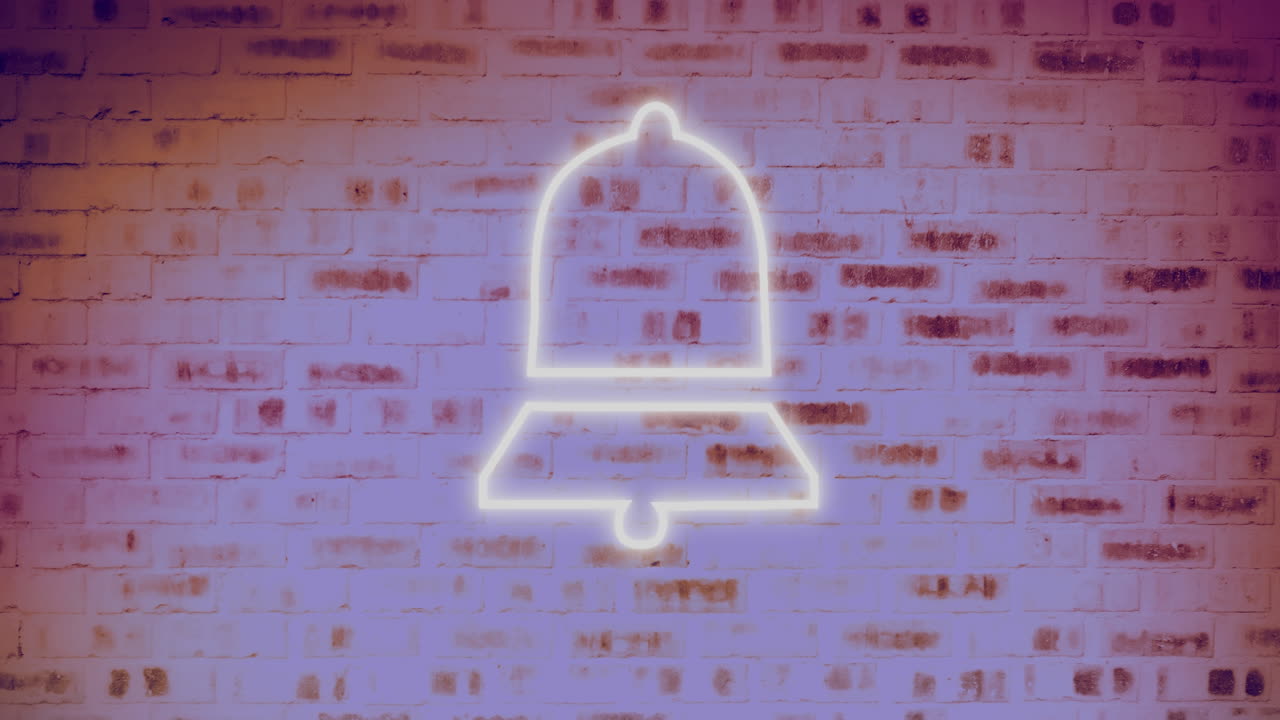 벽돌 벽 4k에 화살표 네온 표지