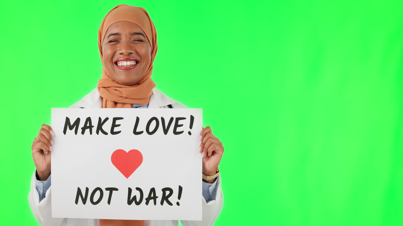 Green screen, peace protest