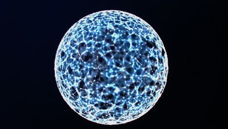 Shining-Sphere-Digitally-Generated-With-Lightning-Particles-Spinning-On-Black-Background