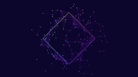 diseño geométrico de diamante púrpura con puntos y líneas