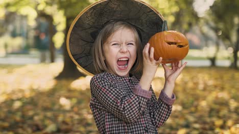 spooky face with small pumpkins