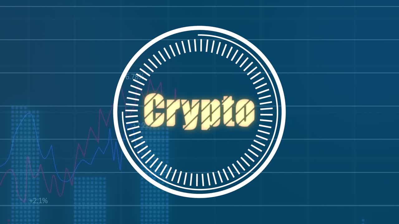 Animation of crypto text, financial data processing and statistics