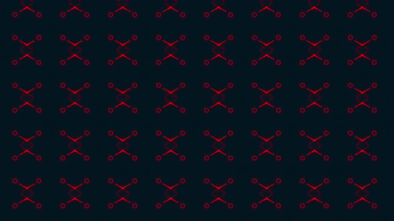 animación de movimiento retro hipnótico de múltiples filas de círculos rojos