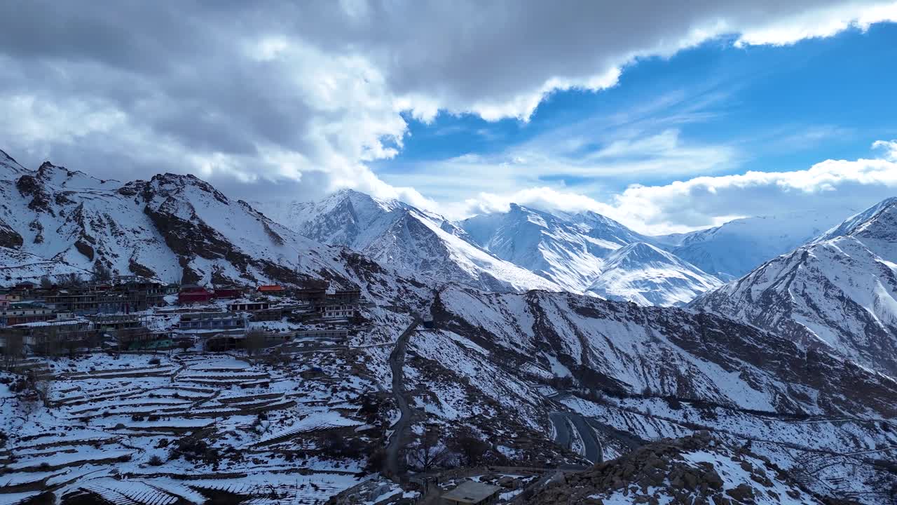 Snowy Himalayan Village Landscape