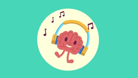 human brain animation listen music with headphones