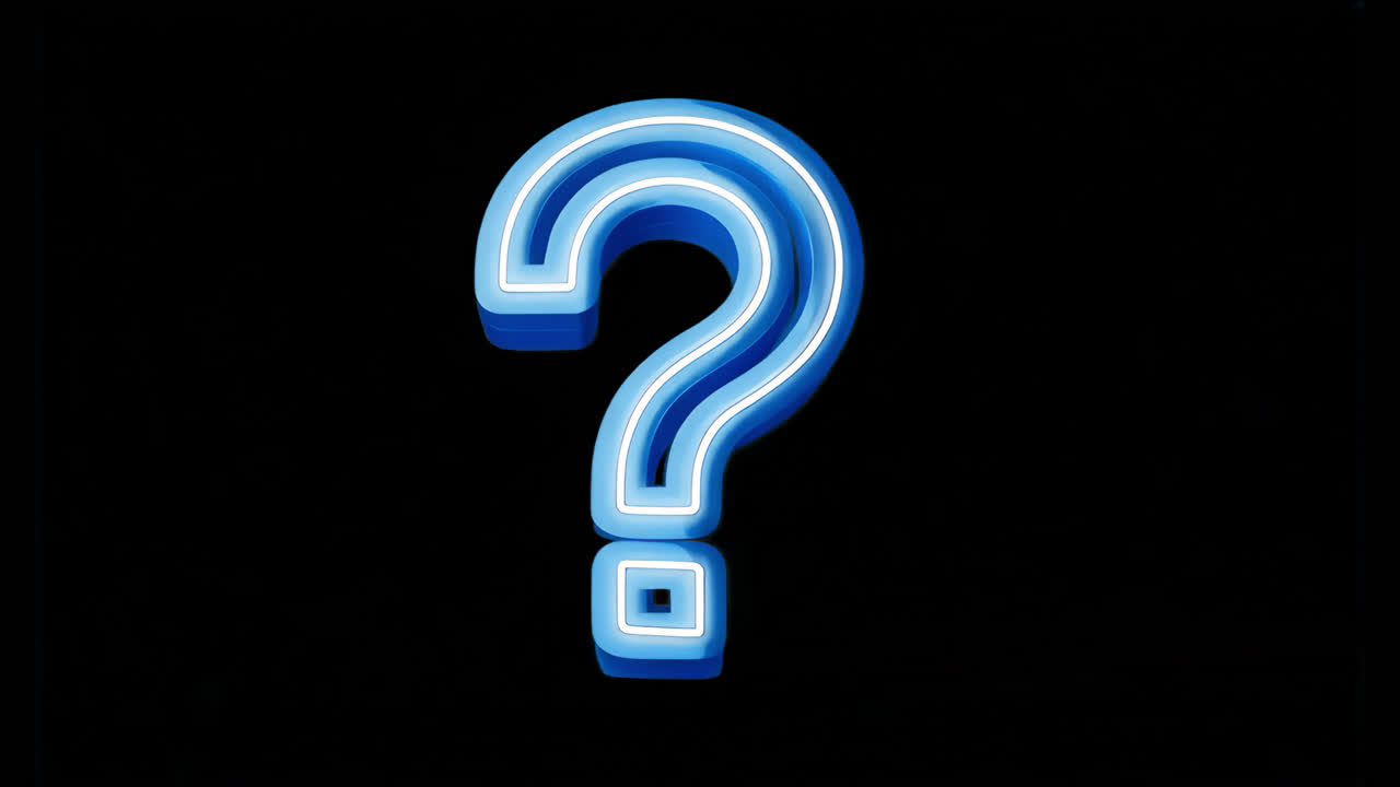 Glossy blue question mark animation isolated asset, transparent 4K video, alpha channel, ProRes 4444