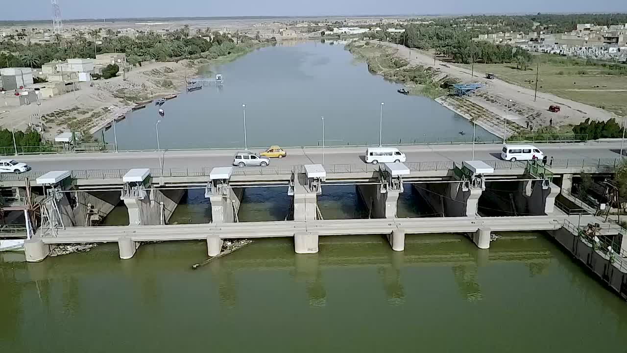 aerial footage of Degla river in Amarah city in Baghdad
