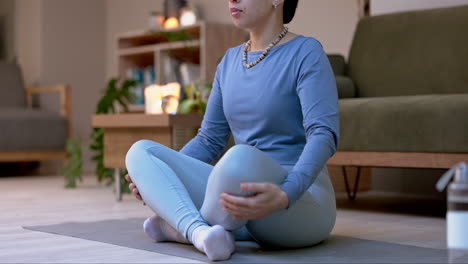 body, yoga or woman meditating in prayer pose