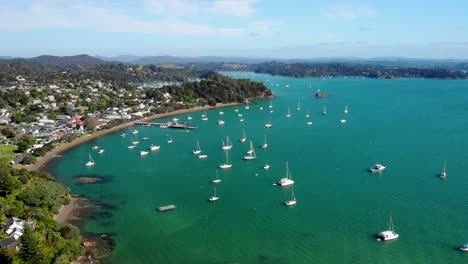 Aerial-orbit-reveal-beautiful-scenery-of-Bay-of-Islands