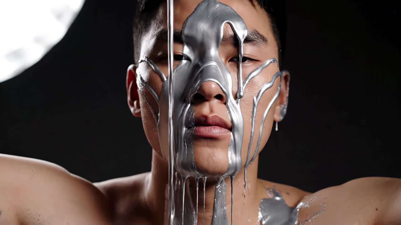 Man with Silver Face Paint