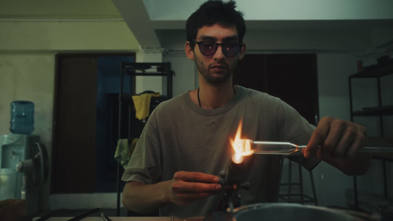 Glassblowing Craft with Flame