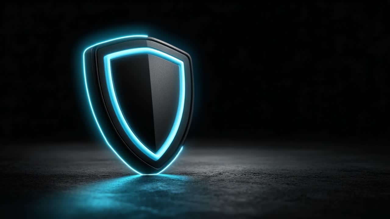 A Glowing Shield Symbolizing Protection and Security in a Dark Environment, Reflecting Innovation and Modern Technology for Digital Defense Solutions