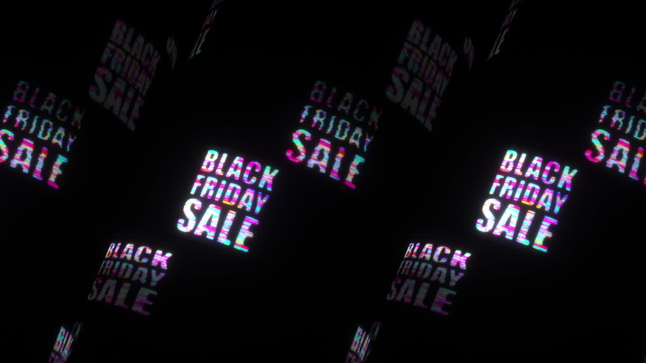 블랙 프라이데이 세일 (영어: black friday sale) 은 글리치 텍스트 효과가 있는 컬러블 텍스트 워드 플리커 라이트 애니메이션 루프 로테이션 튜브, 4k 3d 시엄리스 루핑, 블랙 프리데이 세이블 글리치 효과 요소 (intro, title banner, colorful retro) 이다.