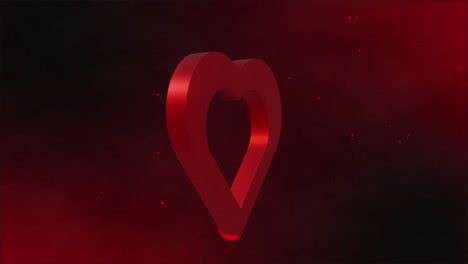 animation of red heart moving over light spots on red background