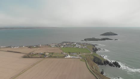 an airshot of a coastal village