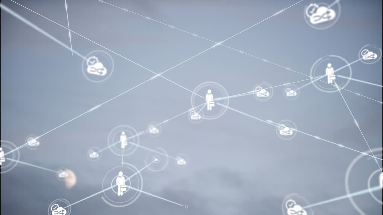 해군 배경에 대한 연결 네트워크의 애니메이션