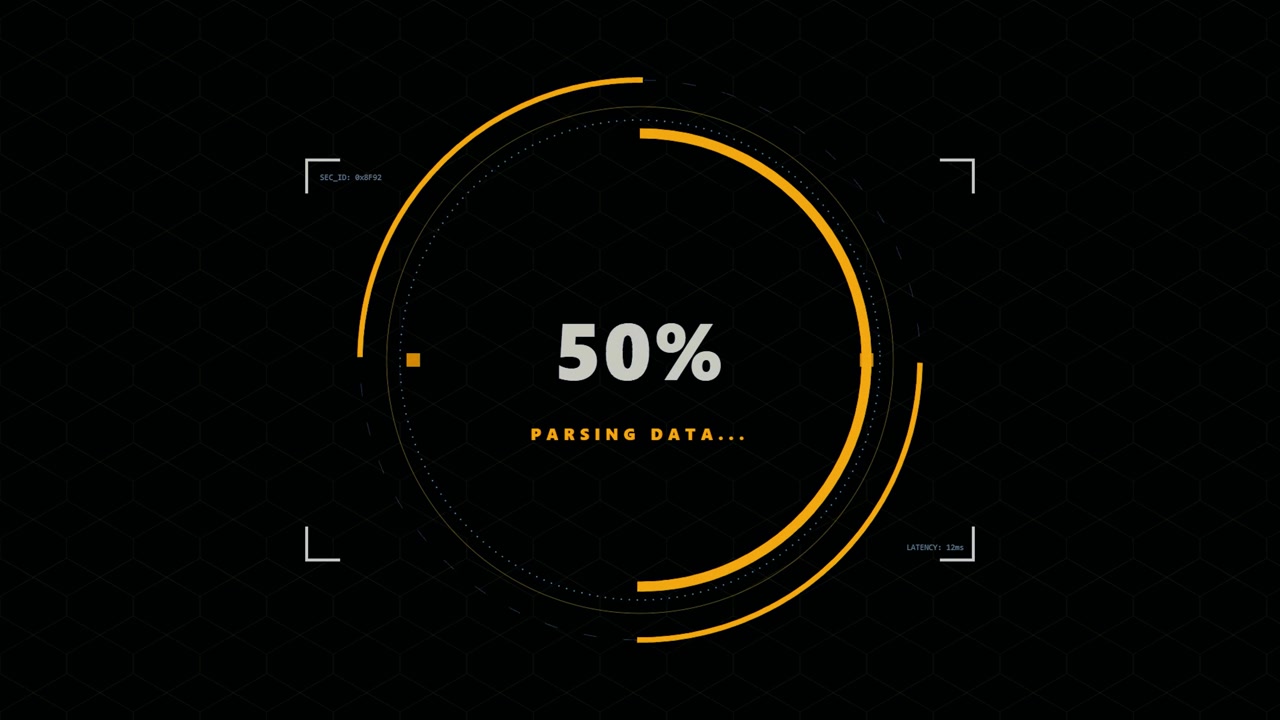 Digital Loading Progress Bar with Futuristic HUD Interface